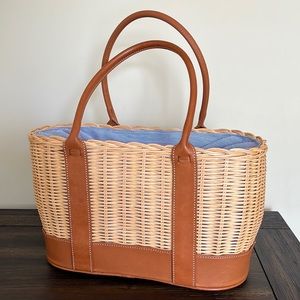 J. McLaughlin Wicker + Leather handbag.